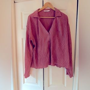 NA-KD - Hot Pink Long Sleeve Blouse